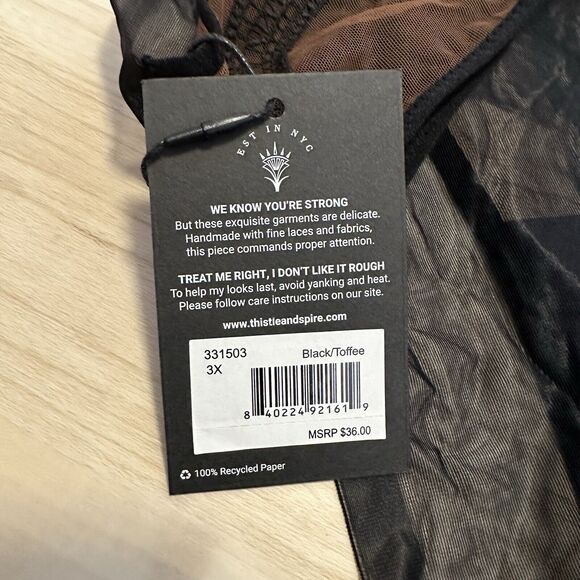 Thistle and Spire Women 3X Panty Manifesto Mesh Underwear Black Toffee New - Picture 6 of 7